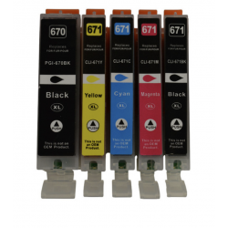 Compatible Canon MG5760 PGI670 CLI671XL Ink Cartridge Tonerink brand Full Set ( 5 cartridges)