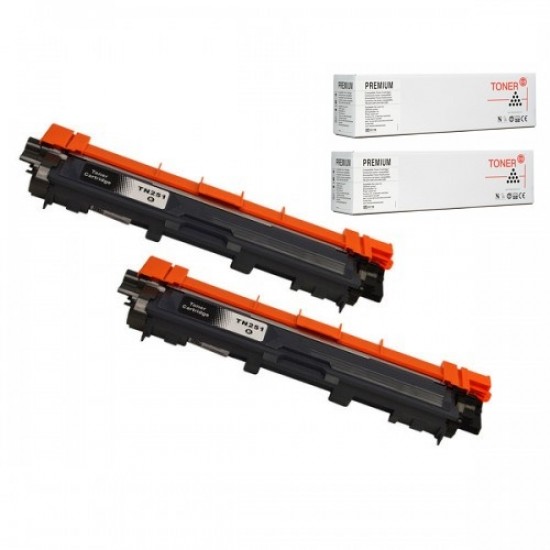 Brother TN251 Black High Yield Toner Cartridge Twin Pack by Tonerink compatible